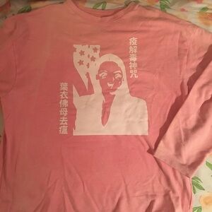 PINK and white graphic tee